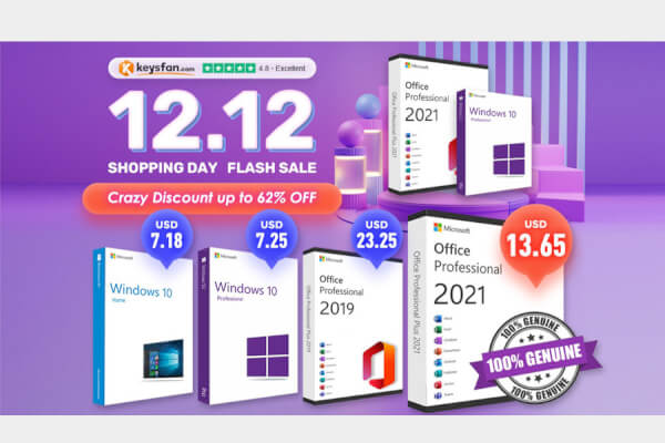 Распродажа Keysfan Double 12: подлинная Windows 10 Pro по самой низкой цене и Office 2021 всего за $13.65!