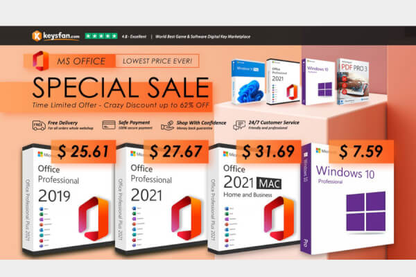 Приобретайте пожизненный Office 2021 Pro за $27.67 на Keysfan и получите скидку до 62% на Специальной распродаже Keysfan!